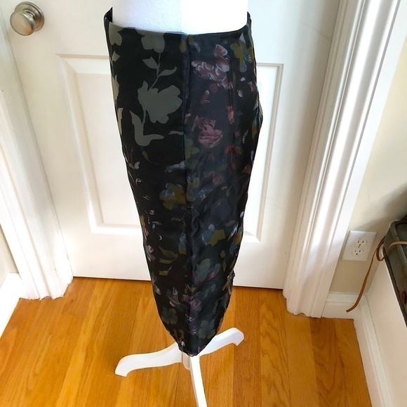 Mango Skirt Pencil Sheer Layered Multicolored Floral Feminine Fairy (2) - Picture 3 of 7